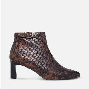 Rosewood Python Bootie from Joie w/ petite buckle and subtle heel
